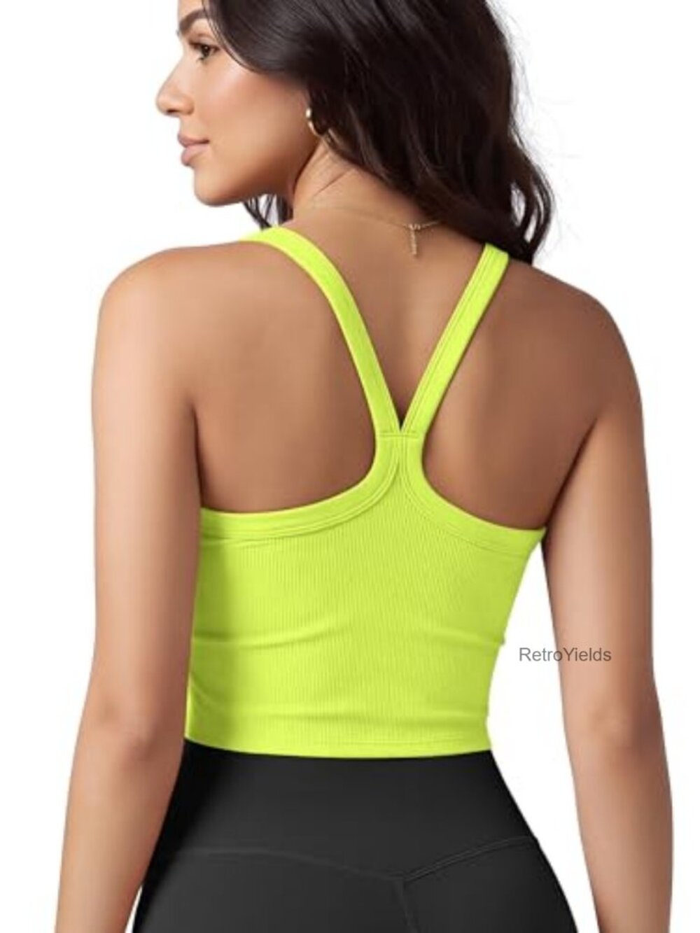 Seamless Crop Tank Scoop Neck Racerback Ribbed 92% Nylon 8% Spandex